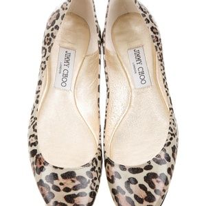 Jimmy Choo Patent Leopard Flats 38